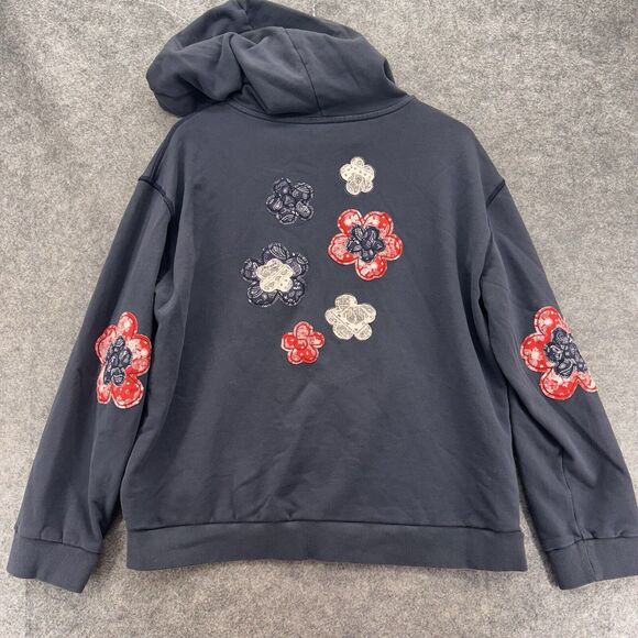 Driftwood Womens Knit Full Zip Hoodie Size XL Americana Patchwork Embroidered - Picture 8 of 11